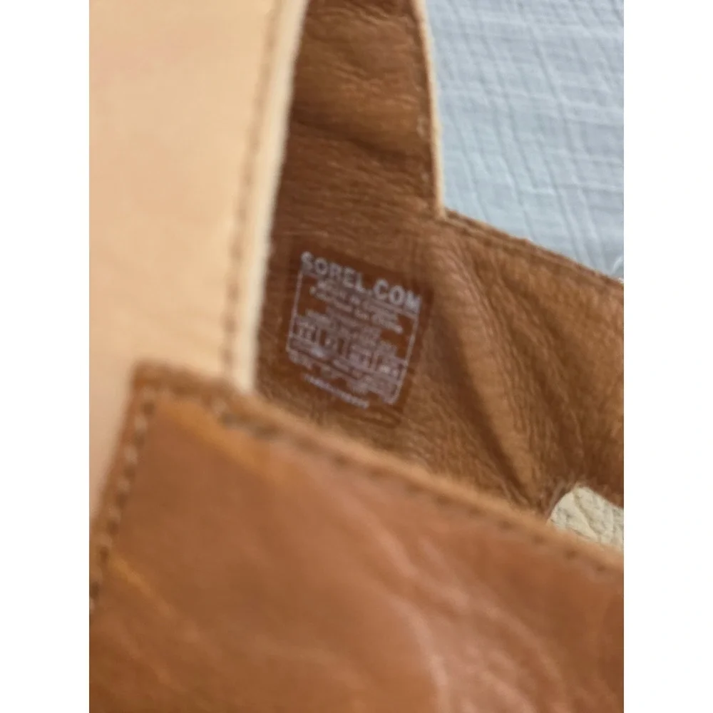 Sorel Joanie II Espadrille Wedge Sandals Tan Brown Leather Slingback 8.5